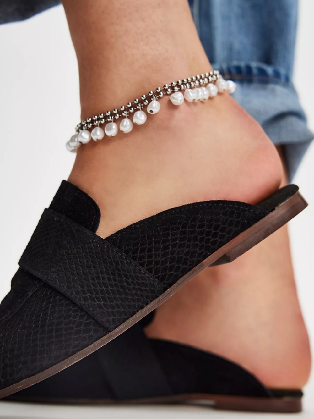 Brand New Free People Black Textured Slip-On Loafers
